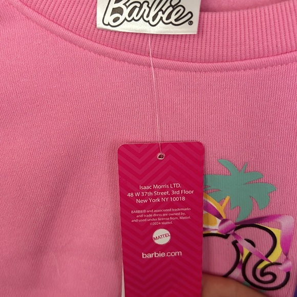 New Barbie Malibu Pink Sweatshirt Women's Juniors Teen SZ L - Picture 2 of 4
